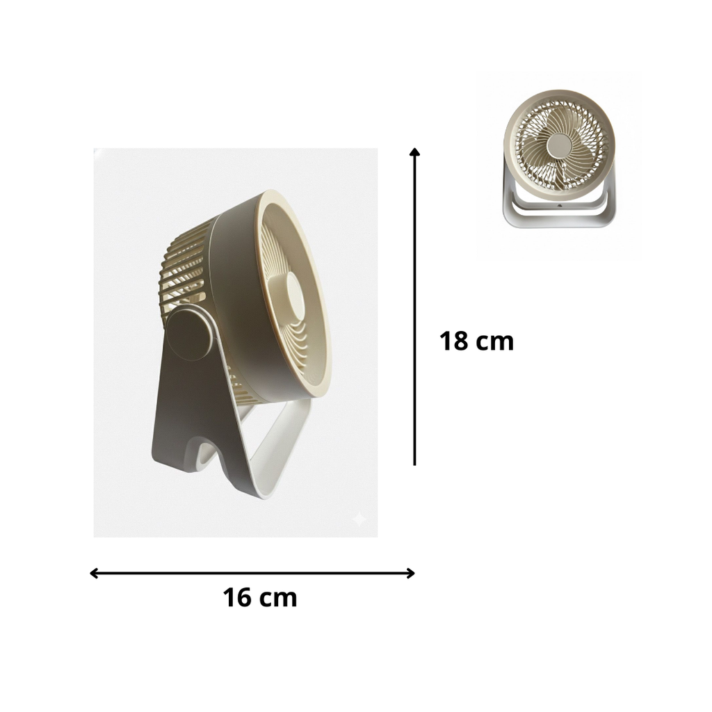 Ventilador de Mesa portátil 4 niveles con carga USB,Luz interna y movimiento 360°
