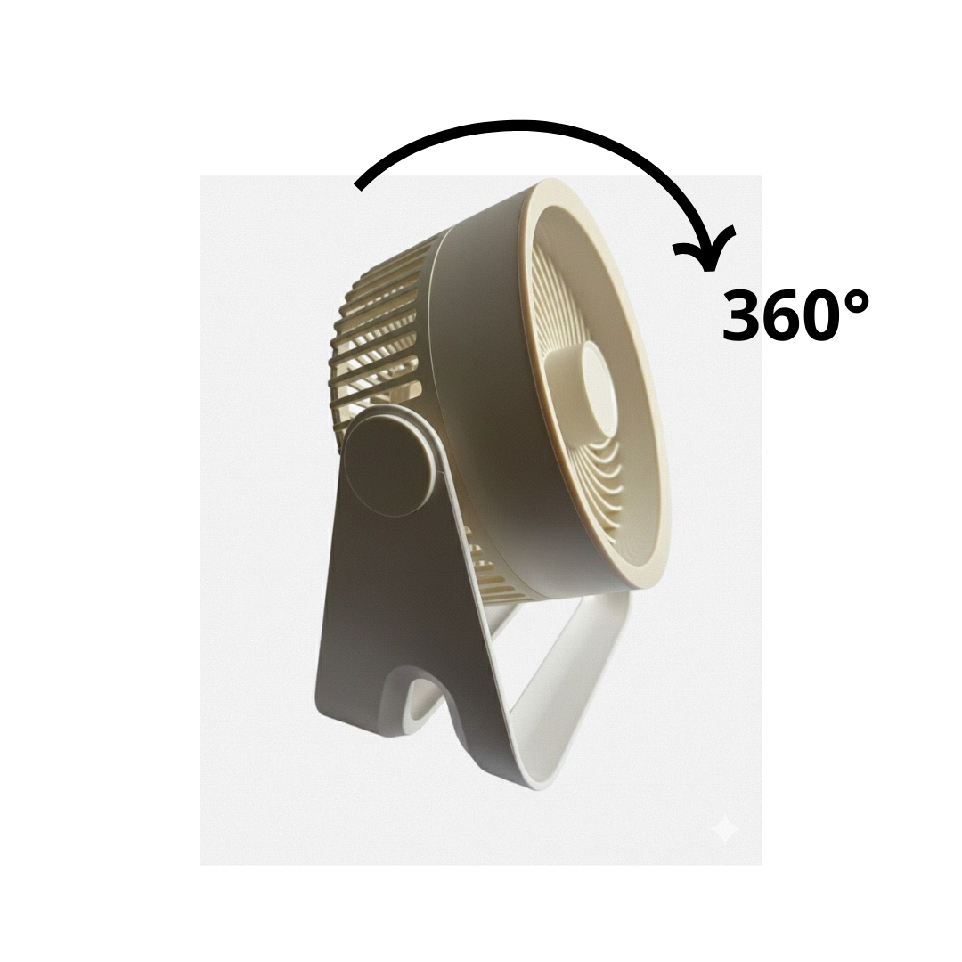 Ventilador de Mesa portátil 4 niveles con carga USB,Luz interna y movimiento 360°
