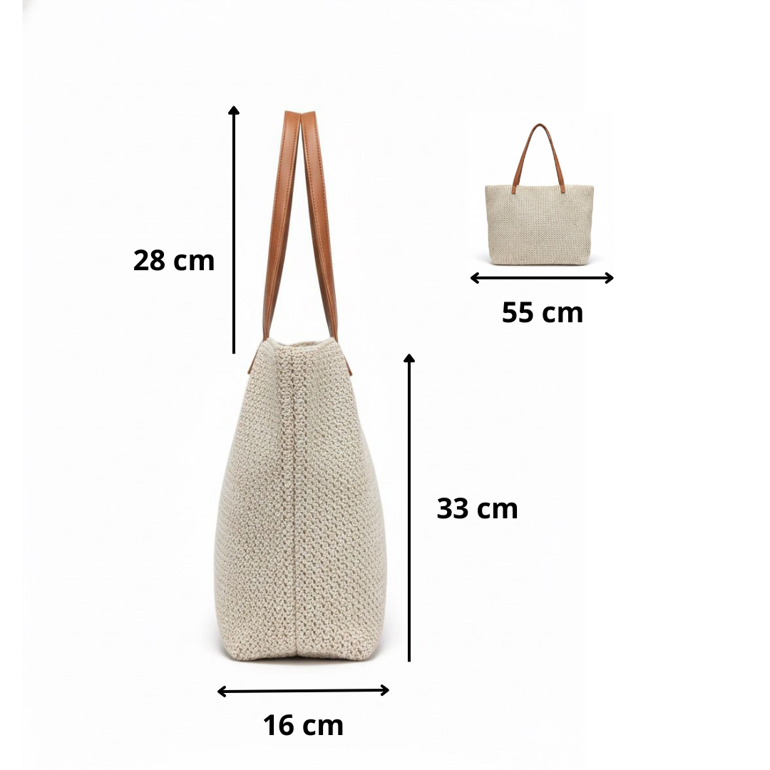 Bolso Tote de Playa Mujer con Asas Marrones y letras de colores