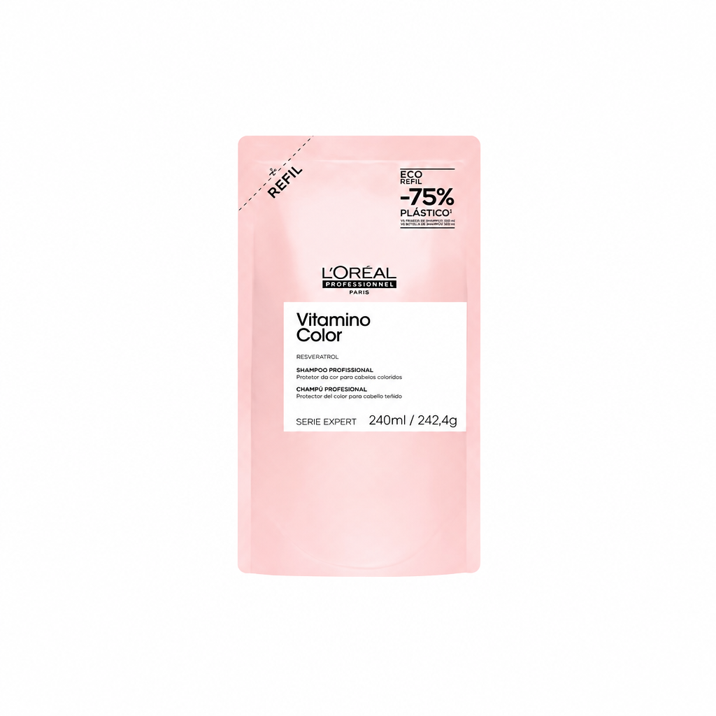Shampoo Vitamino Color Refill 240 ml centrado sobre fondo blanco